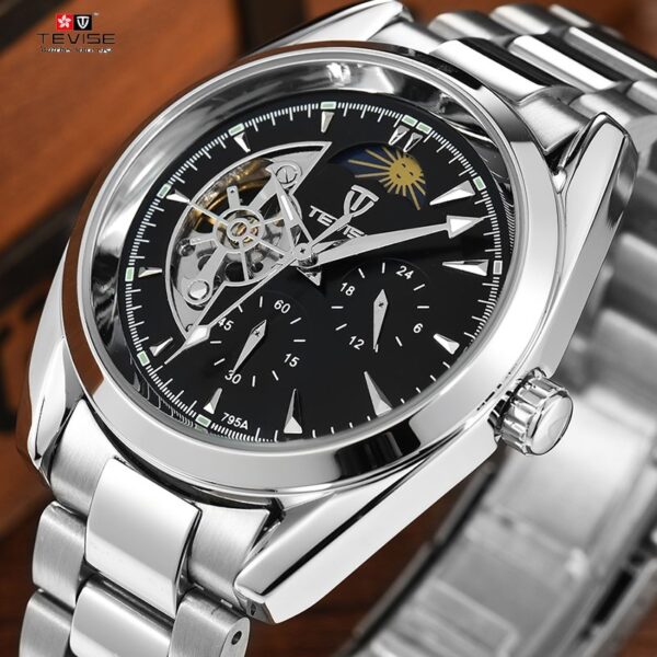 Tevise 795A Top Brand Luxury Tourbillon Automatic Mechanical Watch Men Full Steel Waterproof Watch - Image 2